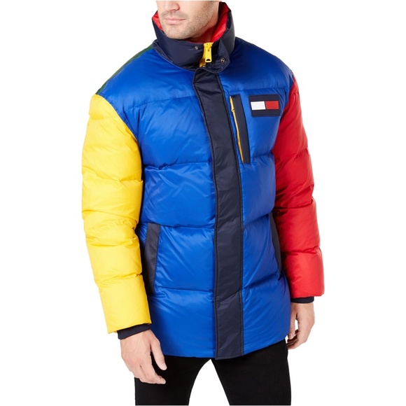 tommy hilfiger women's color block puffer jacket